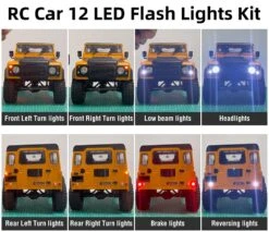 RC Car Light 12 LED Flash Lights Kit For 1/10 RC Crawler Accessories D90 D110 D130 Defender Hard Body Shell RC Car Parts -Remote Control Car Shop Se166653e43f34650a81c51fdcef7b2b0I