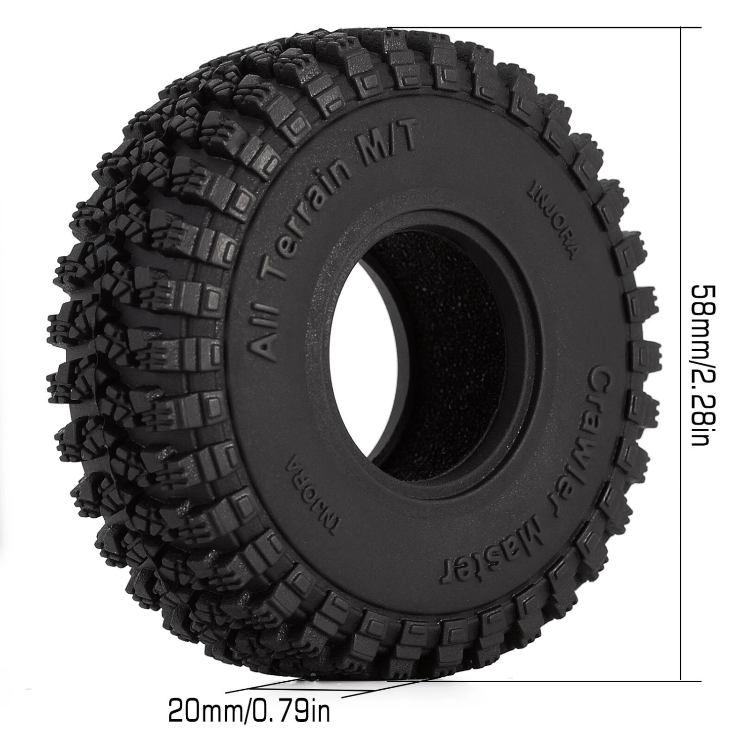 INJORA 1.0 Wheel Tires All Terrain 58*20mm Upgrade For 1/18 1/24 RC Crawler Car Axial SCX24 TRX4M AX24 (T1008) 7 INJORA 1.0 Wheel Tires All Terrain 58*20mm Upgrade For 1/18 1/24 RC Crawler Car Axial SCX24 TRX4M AX24 (T1008) - Image 7