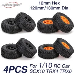 AUSTAR HOBBY 2.2in 1/10 RC Crawler Beadlock Wheels And Tires Rims Set Mud Tire For Axial SCX10 TRX4 TRX-6 Short Course Truck