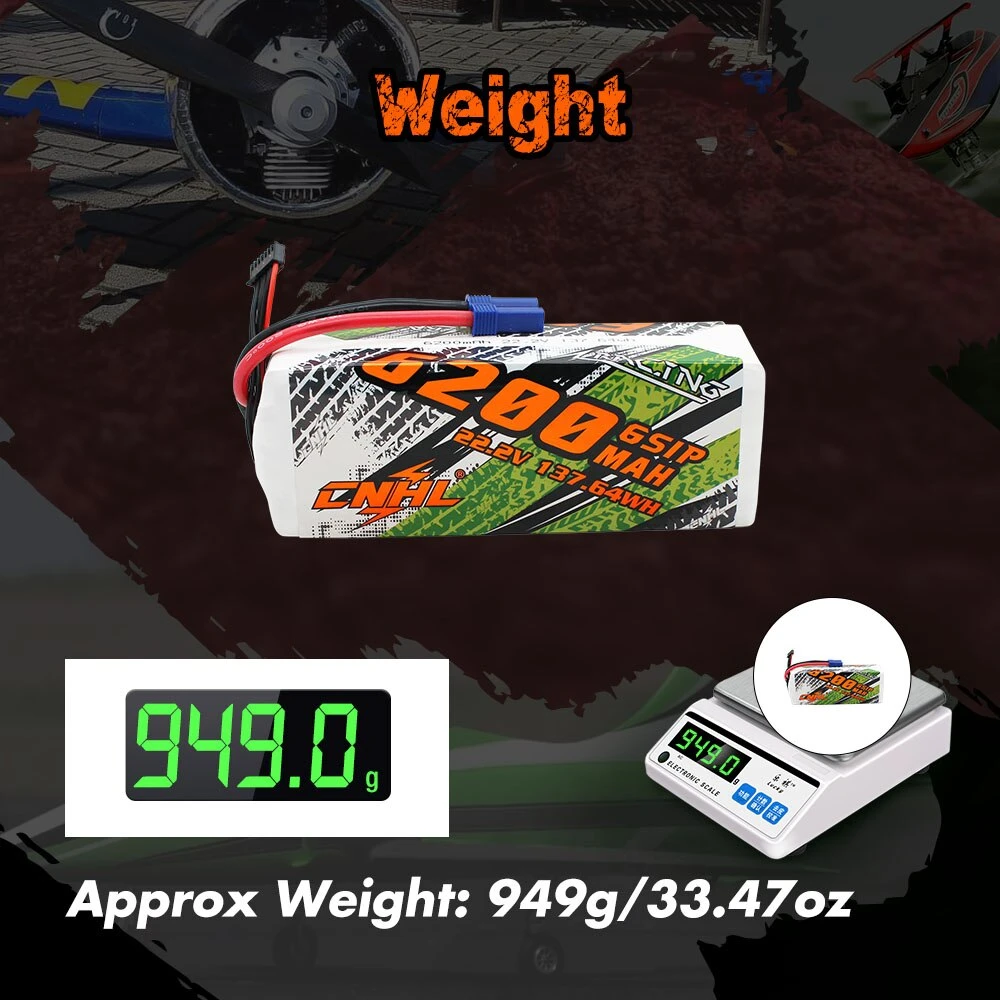 CNHL Lipo 6S 22.2V Battery 6200mAh 90C With EC5 Plug For RC Cars Parts Boats Helicopter Airplane Truggy Buggy Vehicle Speedrun 6 CNHL Lipo 6S 22.2V Battery 6200mAh 90C With EC5 Plug For RC Cars Parts Boats Helicopter Airplane Truggy Buggy Vehicle Speedrun - Image 6