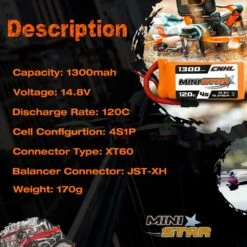 4PCS CNHL 4S 14.8V Lipo Battery 1300mAh 1500mAh 1800mAh 120C MiniStar With XT60 Plug For RC FPV Boat Quadcopter Airplane Drone -Remote Control Car Shop Sed3262ff35f746dcbc32935a30ed7118l
