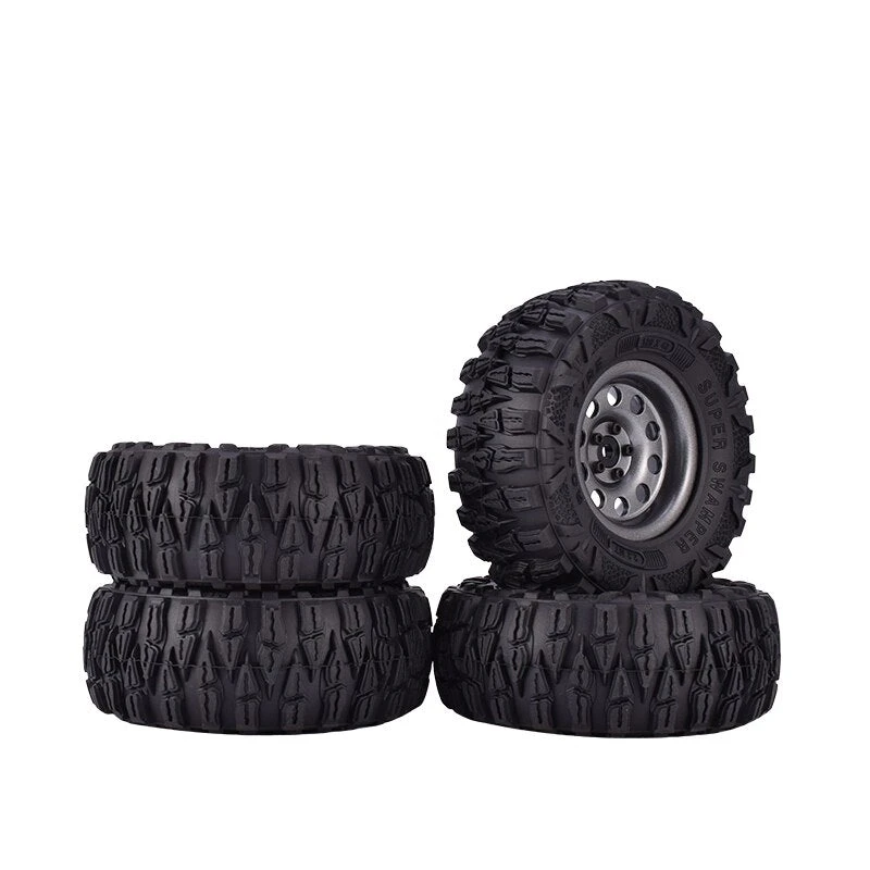 4PCS 2.2 Inch Rubber Tyres & Titanium Gray/Black Metal Beadlock Wheel Rim For 1:10 Axial SCX10 Traxxas TRX-4 RC Crawler RC Car 2 4PCS 2.2 Inch Rubber Tyres & Titanium Gray/Black Metal Beadlock Wheel Rim For 1:10 Axial SCX10 Traxxas TRX-4 RC Crawler RC Car - Image 2